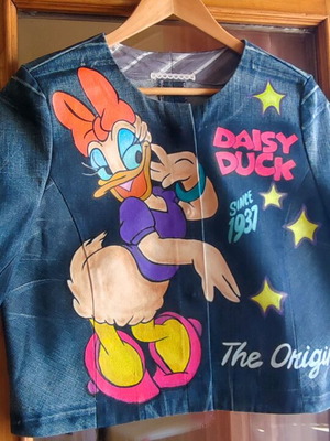 Denim jacket like new, hand-painted, size M-L