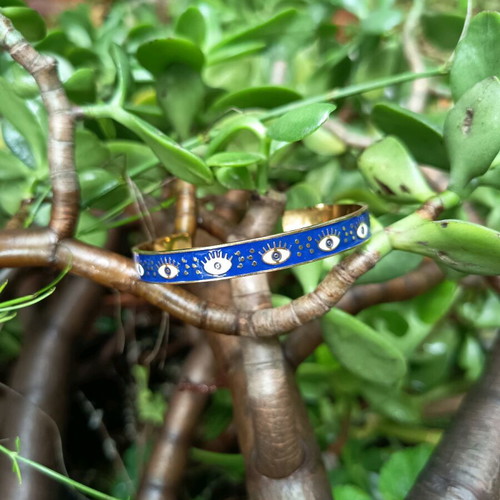 Steel bracelet with enamel like new, gold color