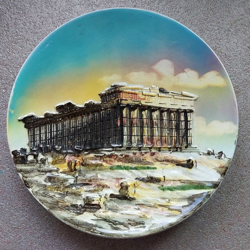 Decorative plate handmade used, embossed
