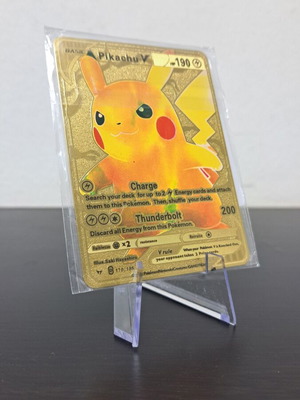 Metallic gold-plated Pokemon Pikachu V Basic (Thunderbolt) collectible card new