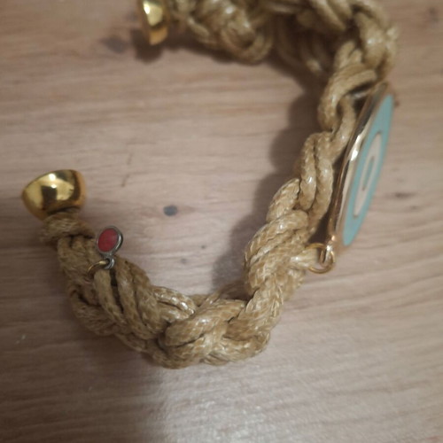 Anna Mazaraki Chunky Bracelet 18 cm with Magnetic Clasp, New, Beige