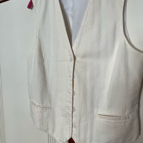 Ecru vest new with white back, 100% Bomull, size XL