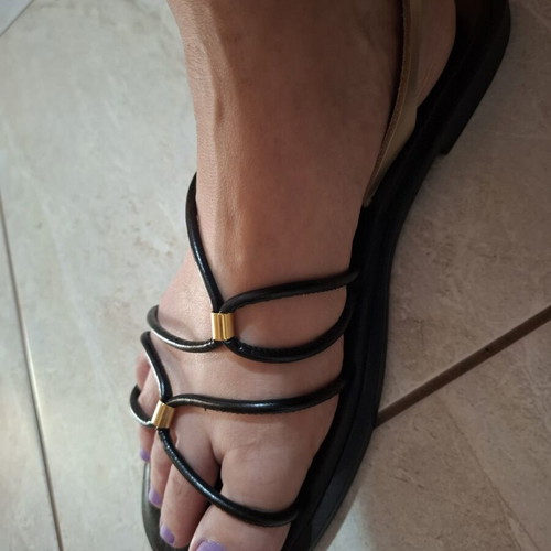Leather sandals C&C Fashionstreet new, black and gold, size 41