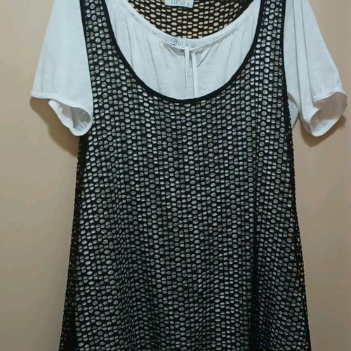 Dina blouse XL like new, double layer with lace and mesh