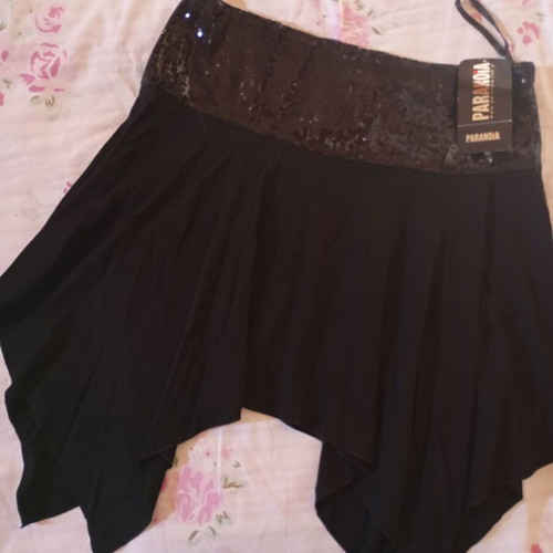 Paranoia black asymmetric mini skirt