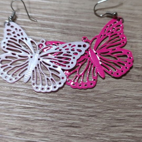 Hanging earrings new, metal 2.6x5 cm, pink