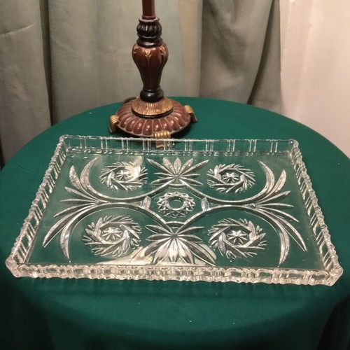 Walther Glass Crystal Serving Tray like new, 31x24 cm
