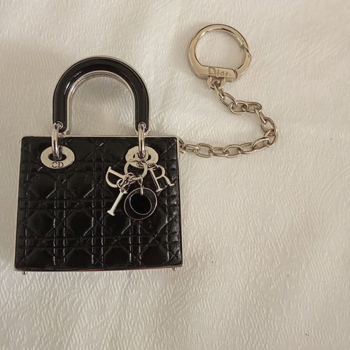 Christian Dior keychain with lipstick, like new, black and silver