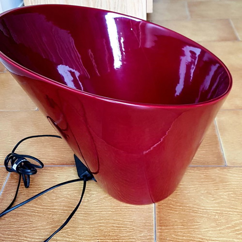 Floor lamp used, modern design, red with dimmer