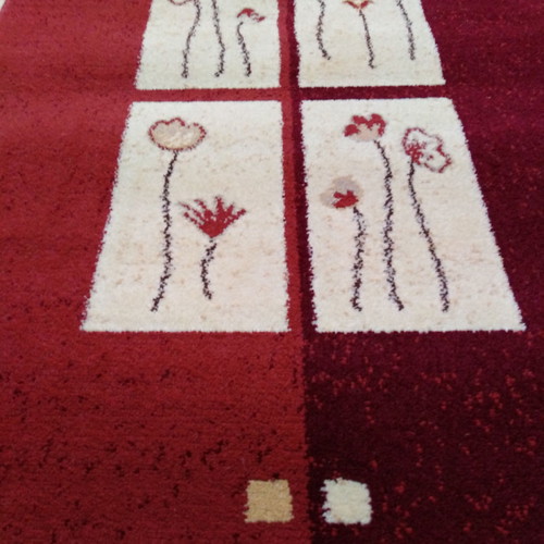 Bedroom rug set 3 pieces new, brick red, burgundy, ecru