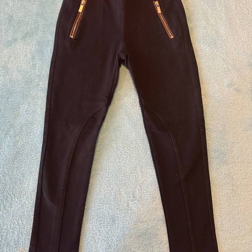 Zara Girls' Pants 8 Years 128 cm Black With Gold Zippers Like New
