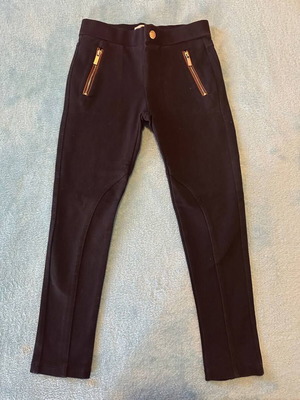 Zara Girls' Pants 8 Years 128 cm Black With Gold Zippers Like New