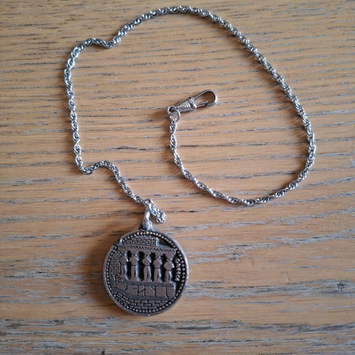 Vintage collectible set with 1989 charm, Acropolis keychain and Planet Bowling token like new