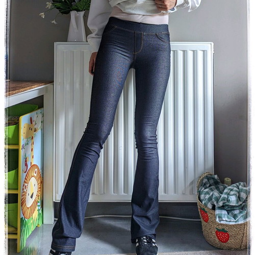 Y2K Dark Denim Flare Leggings Pull & Bear new, blue