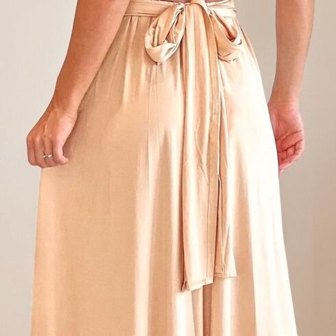 Convertible sleeveless dress size S new, beige