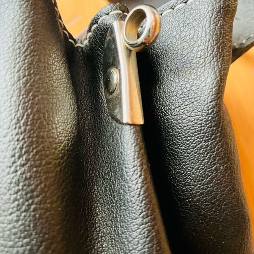 Borsalino leather handbag used, vintage style, black