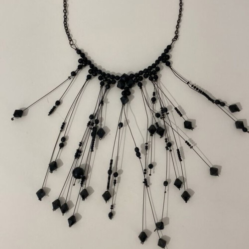 Handmade necklace with black beads like new