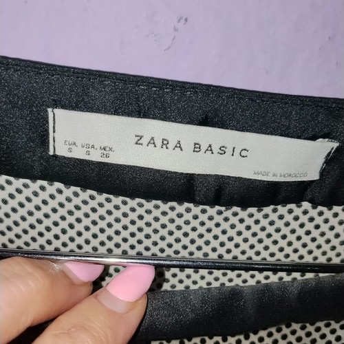 Zara satin blouse like new with black and white print, size S