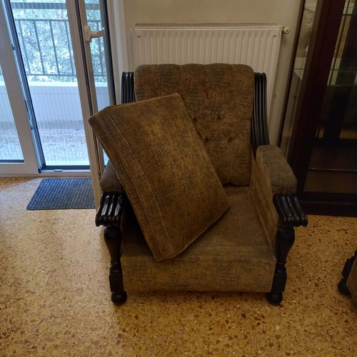 Sofa set used, 4-seat with 4 armchairs vintage condition