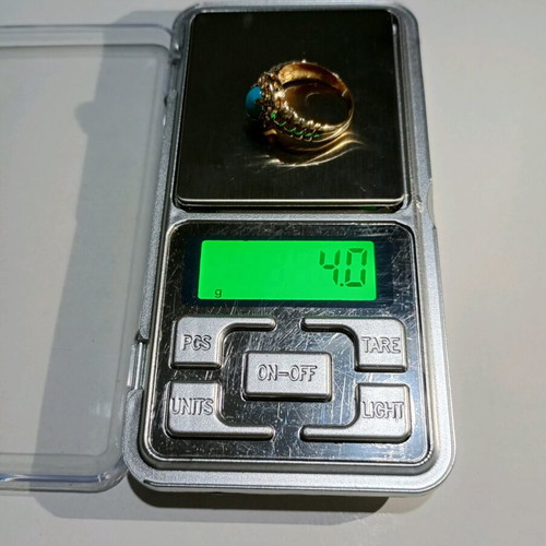 Gold ring 14k with turquoise stone and zircon, like new