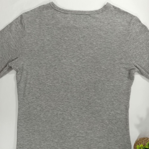 Shein Grey Rib Knit Long-Sleeved Blouse Like New, Size S