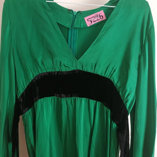 Silk dress Celia Kritharioti 5226 green like new, long-sleeve