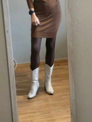 Brown blouse dress with golden threads new, one size