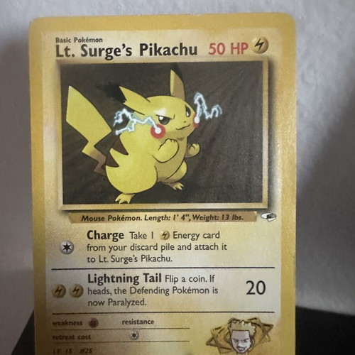 Lt. Surge’s Pikachu 81/132 Gym Heroes vintage Pokémon card like new