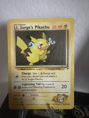Lt. Surge’s Pikachu 81/132 Gym Heroes vintage Pokémon card like new