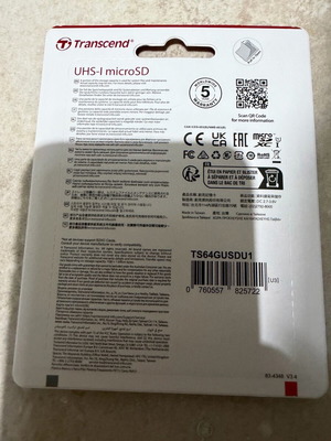 Transcend Premium microSDXC 64GB Class 10 U1 UHS-I με αντάπτορα καινούργιο