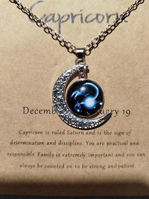 Metal Capricorn pendant new, blue and silver