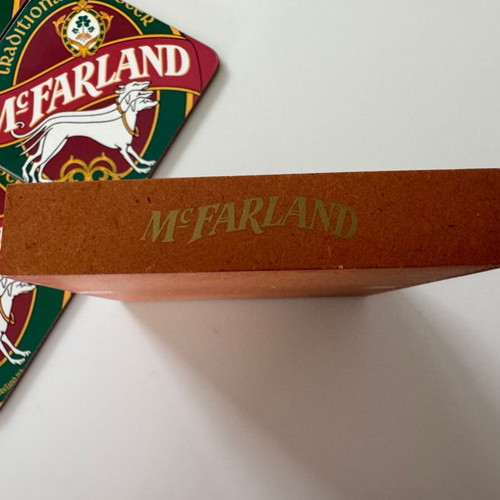 McFarland coasters set of 4 new with cork in wooden box