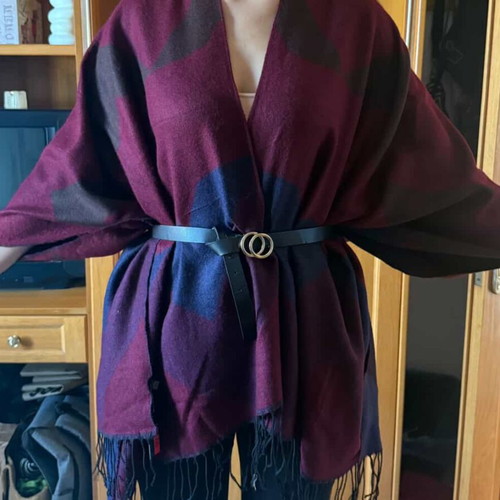 Cape-style coat new, blue and red, one size
