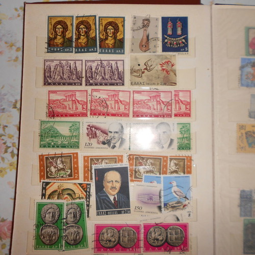 Stamp album old, Greek and foreign stamps