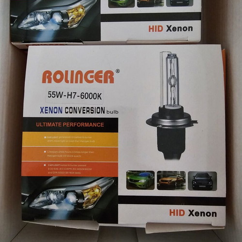 Rolinger H7 Xenon car light bulbs 6000K cool white 12V 55W pack of 3