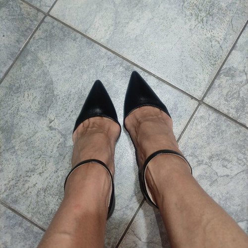 Diamantique black pumps with ankle strap and 6.5 cm block heel, new, size 40