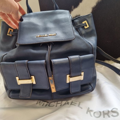 Michael Kors leather backpack like new, navy blue
