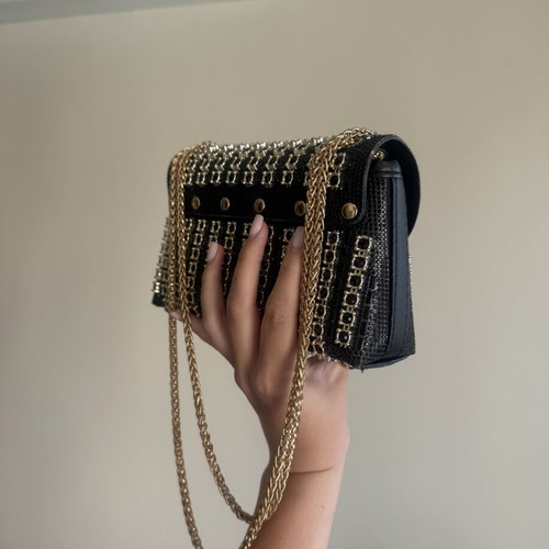 Evening bag like new with gold chain shoulder strap