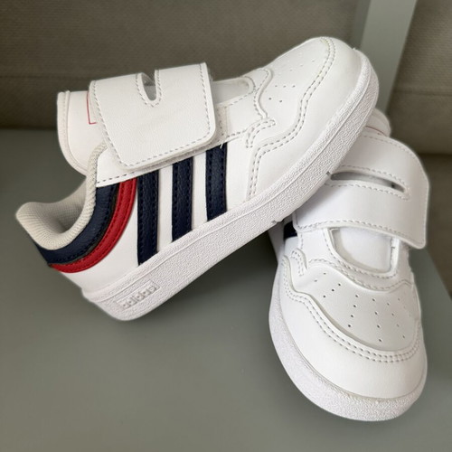 Adidas Hoops 4.0 kids sneakers, white with navy and red