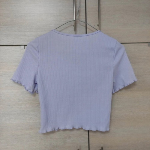 Brand New - Crop top ribbed short sleeve cute cardigan v-neck frills / κοντομάνικο τοπ κουμπιά