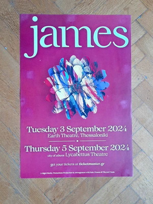 JAMES - Promo poster of their concert on 3 & 5.9.2024 in Thessaloniki and Athens