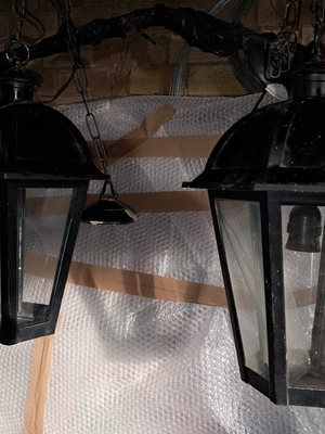Metal outdoor lanterns used, set of 2 large hanging lamps