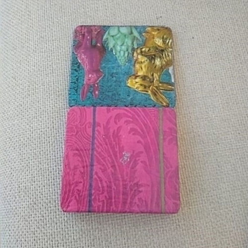 Decorative metal box with rabbits handmade
