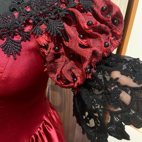 Punkrave Gothic Victorian ruby satin dress