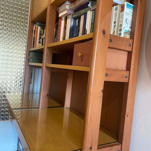 Laro bookcase like new walnut wood with desks and drawers