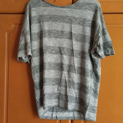 Pieces striped short-sleeve blouse like new, gray, size M