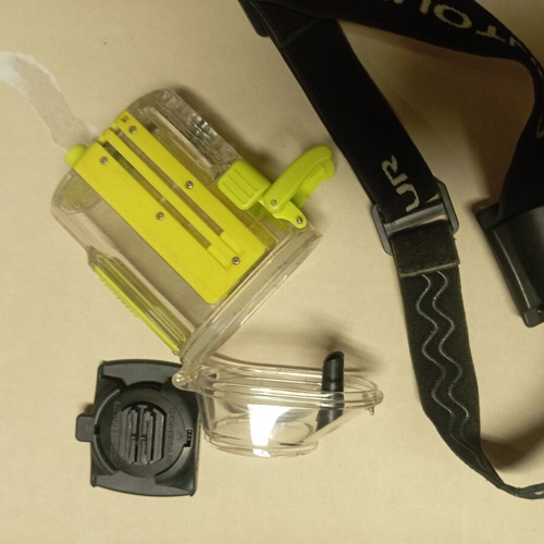 Waterproof case for Contour Roam action camera with strap and hat mount like new