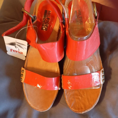 Hilfiger Denim Red Wedge Sandals Size 39 Like New