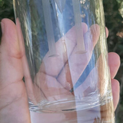Glasses with carved monogram used, set of 8 pieces