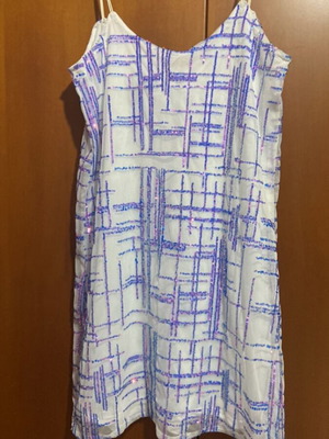 Women's dress with straps like new with blue-purple sequins